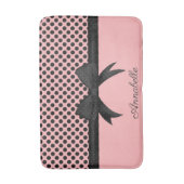 Tapis De Bain Points roses noirs et ruban (Devant (Vertical))