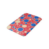 Tapis De Bain Points Rouge Et Bleu Sur Rouge (Angle)