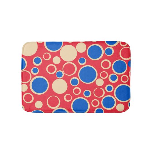 Tapis De Bain Points Rouge Et Bleu Sur Rouge (Devant)