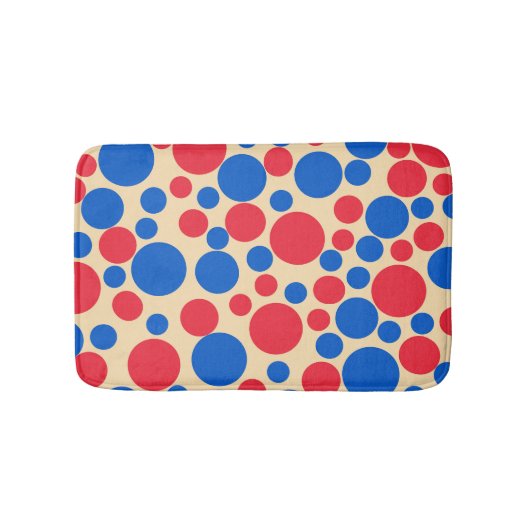 Tapis De Bain Points Rouge Et Bleu Sur Tan (Devant)