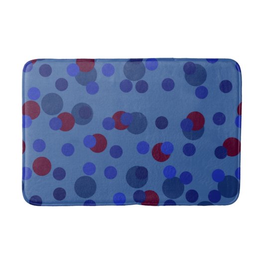 Tapis De Bain points rouges et bleus (Devant)