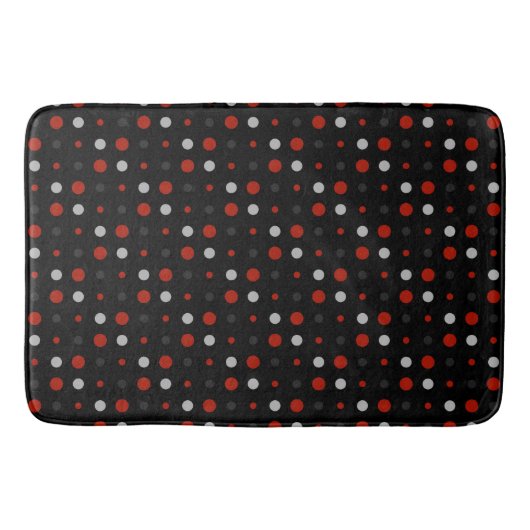 Tapis De Bain points rouges, noirs, gris et blancs (Devant)