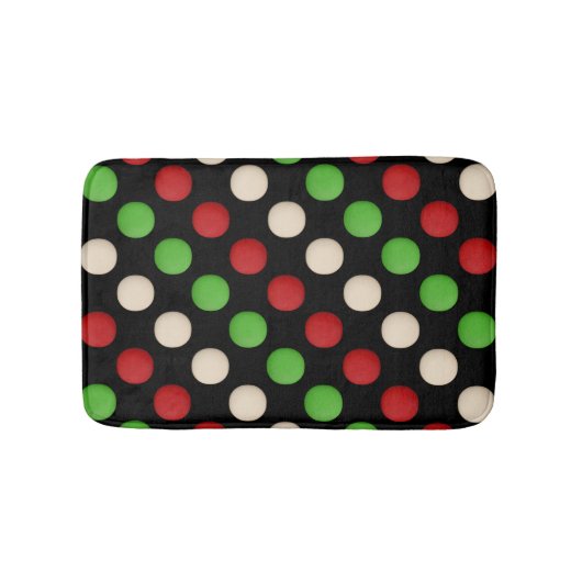 Tapis De Bain Points Rouges Verts Blancs (Devant)