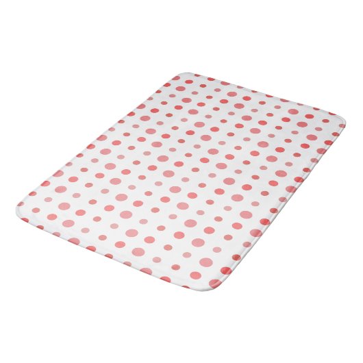 Tapis De Bain Points saumons et roses sur blanc (Angle)