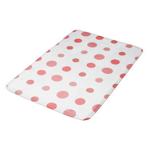 Tapis De Bain Points saumons et roses sur blanc