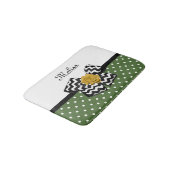 Tapis De Bain Points verts mignons Rose jaune Chevron Bow et nom (Angle)