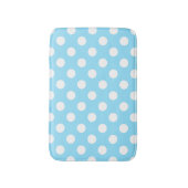 Tapis De Bain Pois blanc sur bleu-clair (Devant (Vertical))