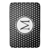 Tapis De Bain Pois blancs classiques sur Monogramme noir (devant Vertical)