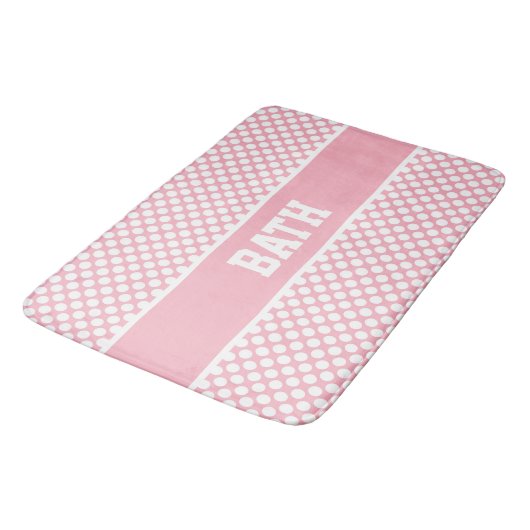 Tapis De Bain Pois blancs en rose (Angle)