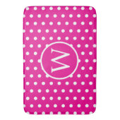 Tapis De Bain Pois blancs preppy sur rose vif (devant Vertical)