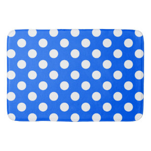 Tapis De Bain Pois blancs sur bleu royal