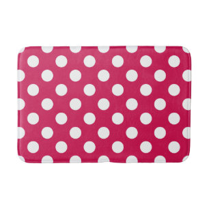 Tapis De Bain Pois blancs sur cerise