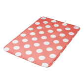 Tapis De Bain Pois blancs sur corail vivant (Angle)