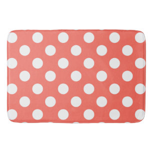 Tapis De Bain Pois blancs sur corail vivant