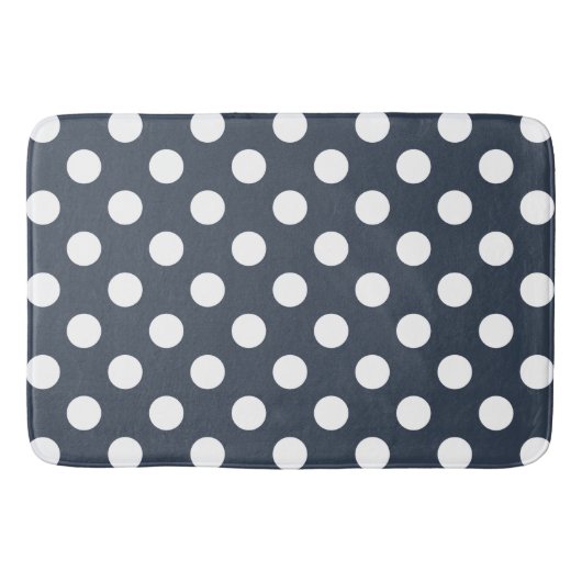 Tapis De Bain Pois blancs sur gris bleu (Devant)