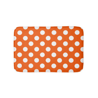 Tapis De Bain Pois blancs sur orange