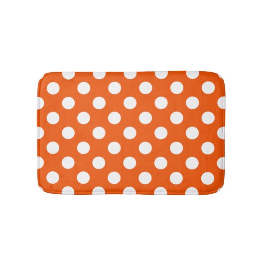 Tapis De Bain Pois blancs sur orange (Devant)