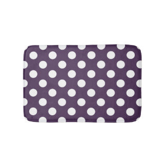 Tapis De Bain Pois blancs sur prune violette