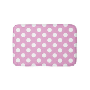 Tapis De Bain Pois blancs sur rose pâle