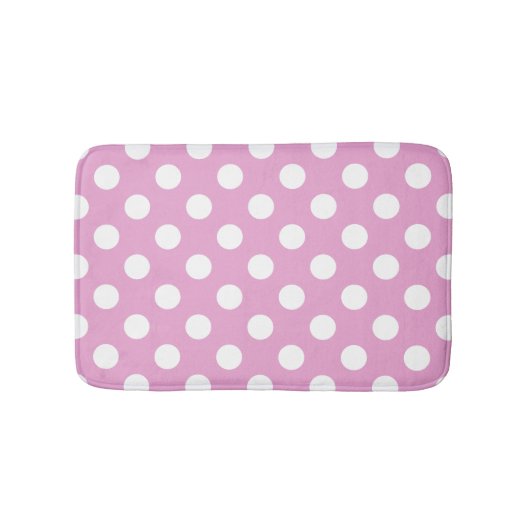 Tapis De Bain Pois blancs sur rose pâle (Devant)