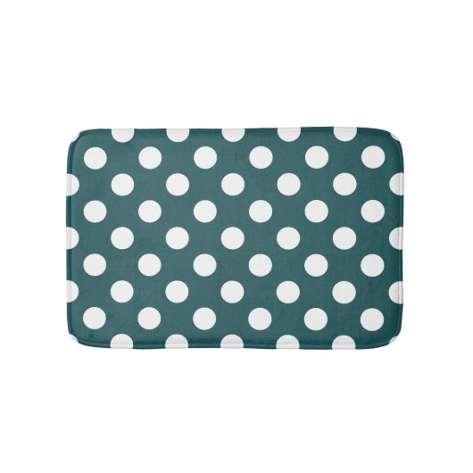 Tapis De Bain Pois blancs sur turquoise (Devant)