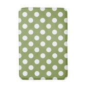 Tapis De Bain Pois blancs sur vert olive (Devant (Vertical))