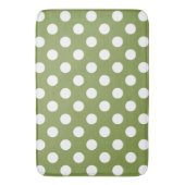 Tapis De Bain Pois blancs sur vert olive (devant Vertical)
