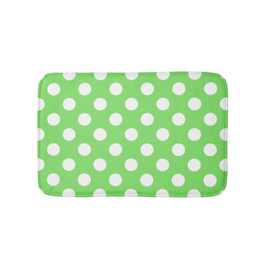 Tapis De Bain Pois blancs sur vert pomme (Devant)