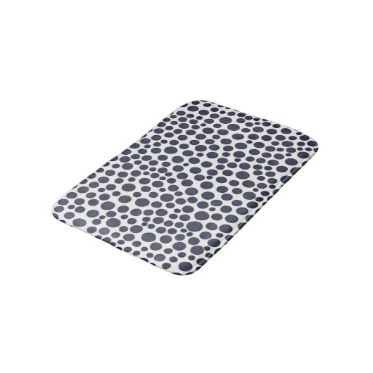 Tapis De Bain Pois bleus sur blanc (Angle)