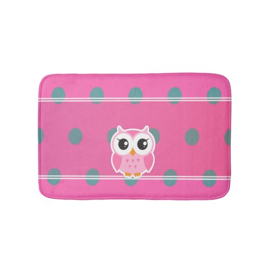 Tapis De Bain Pois cool tendance avec chouette personnalisation (Devant)
