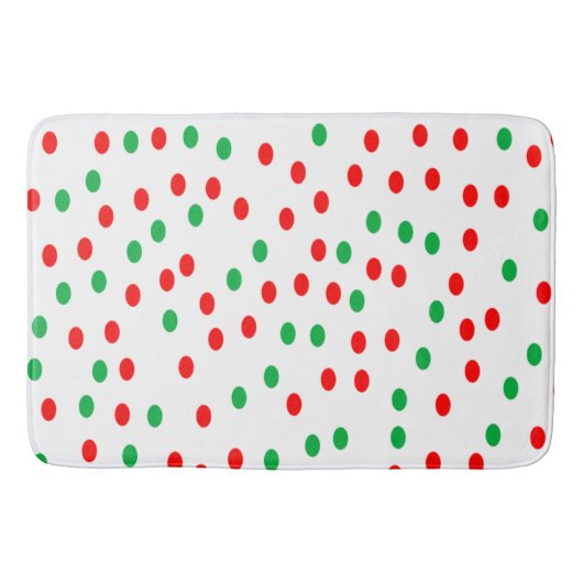 Tapis De Bain Pois de Noël vert et rouge (Devant)