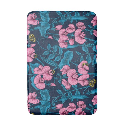 Tapis De Bain Pois doux et bourdons, rose et bleu (Devant (Vertical))