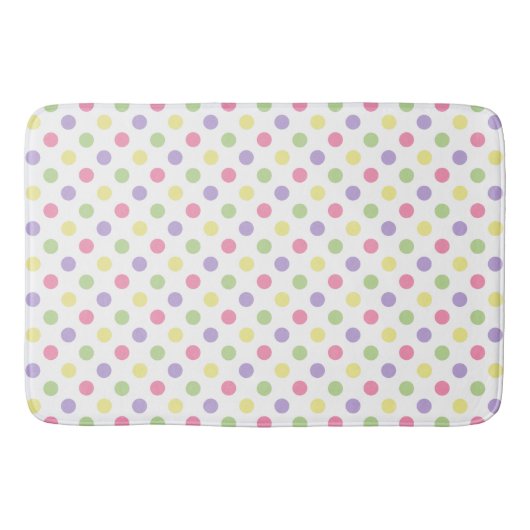 Tapis De Bain Pois en pastel sur le blanc (Devant)