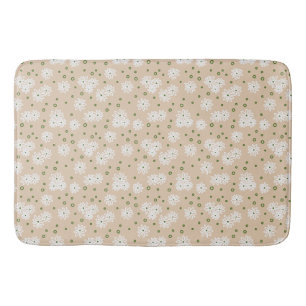 Tapis De Bain Pois et marguerites - Blanc, Sable et Palm Green