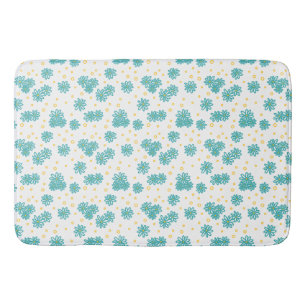 Tapis De Bain Pois et marguerites - Turquoise et Jaune