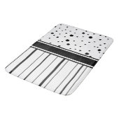 Tapis De Bain Pois et rayures noirs et blancs (Angle)