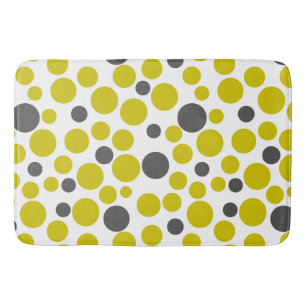 Tapis De Bain pois gris jaune sur un arrière - plan blanc