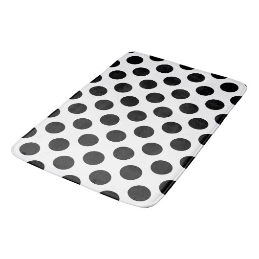 Tapis De Bain Pois, Motif Polka Dot, noir et blanc (Angle)