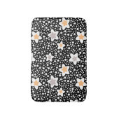 Tapis De Bain Pois noir et blanc rétro avec étoiles (Devant (Vertical))