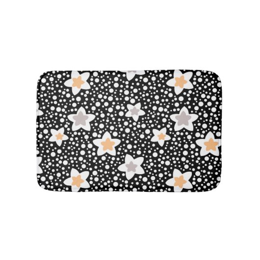 Tapis De Bain Pois noir et blanc rétro avec étoiles (Devant)
