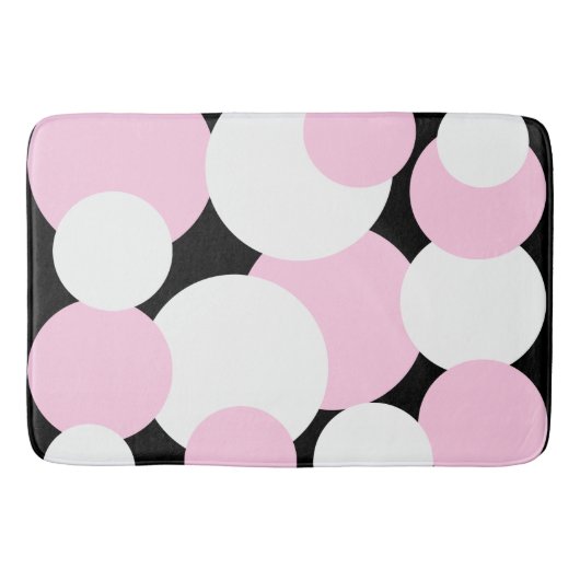 Tapis De Bain Pois noirs, blancs et roses (Devant)