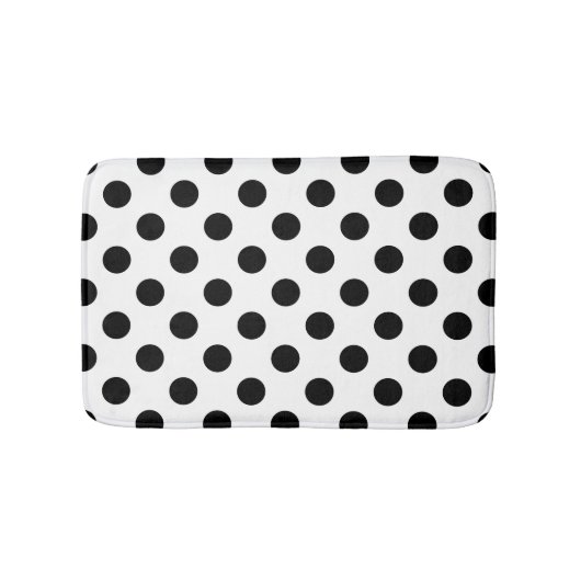 Tapis De Bain pois noirs en blanc (Devant)