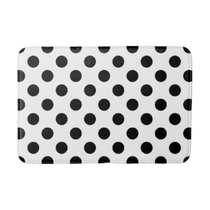 Tapis De Bain Pois noirs en blanc