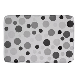 Tapis De Bain Pois Noirs Et Gris,
