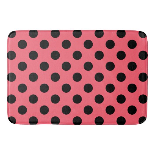 Tapis De Bain Pois noirs sur corail (Devant)