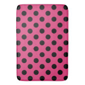 Tapis De Bain Pois noirs sur fuchsia (devant Vertical)
