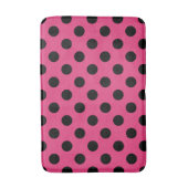 Tapis De Bain Pois noirs sur fuchsia (Devant (Vertical))