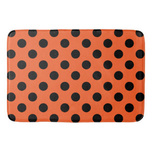 Tapis De Bain Pois noirs sur orange