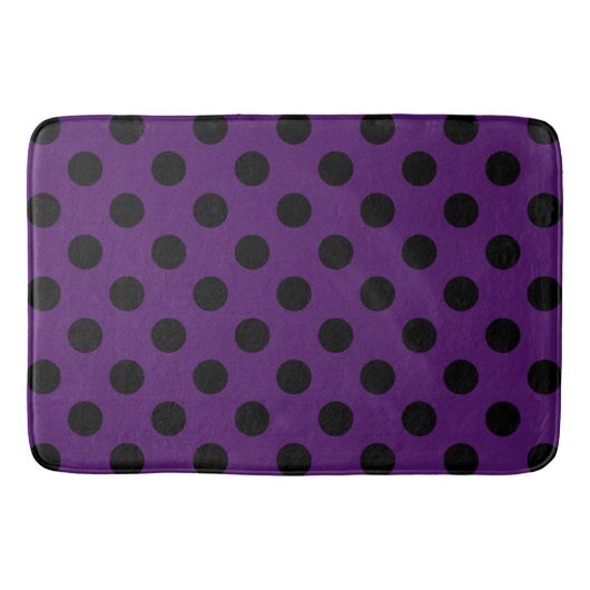 Tapis De Bain Pois noirs sur prune violette (Devant)