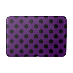 Tapis De Bain Pois noirs sur prune violette